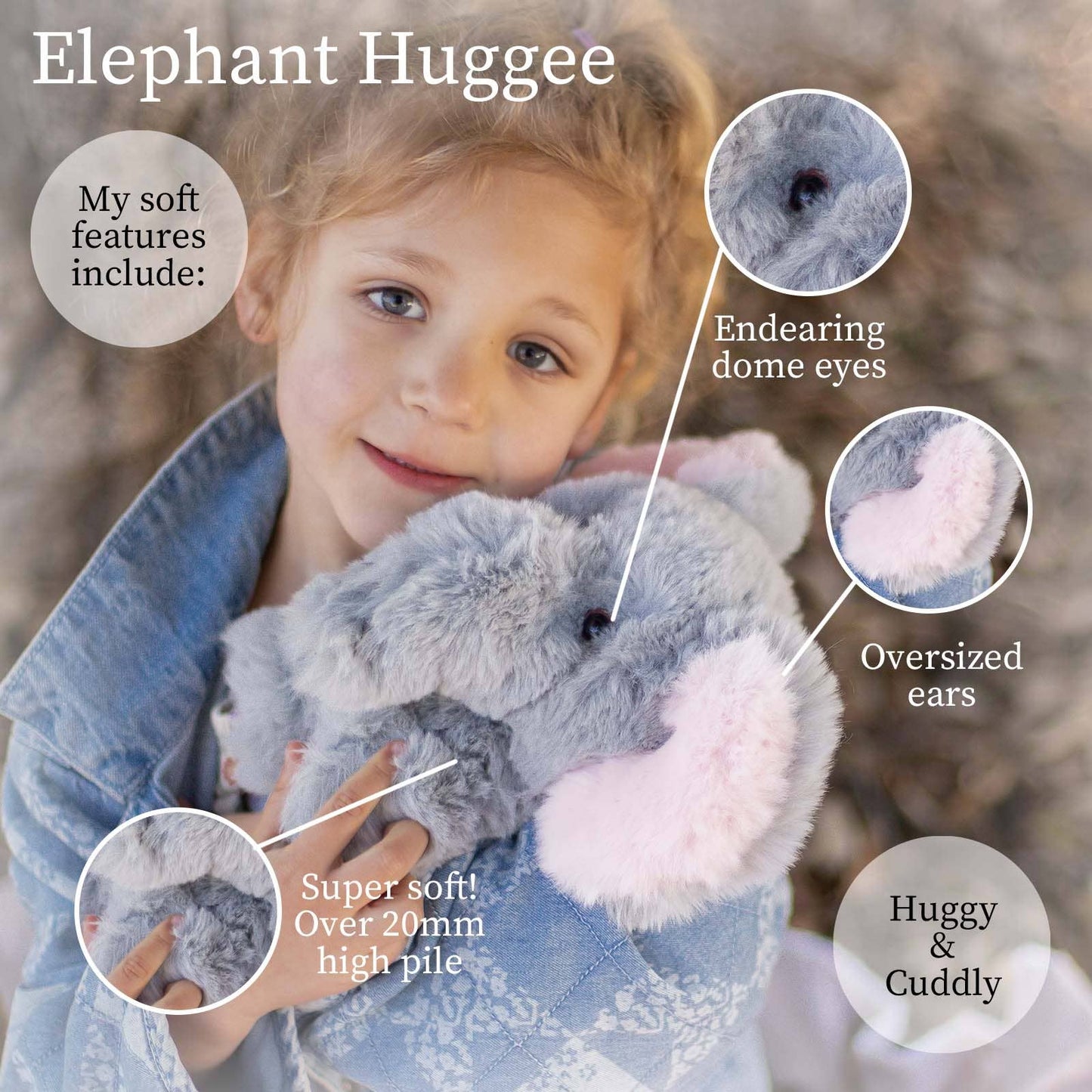 World's Softest 11 inch - Grey Baby Elephant Plush Toy