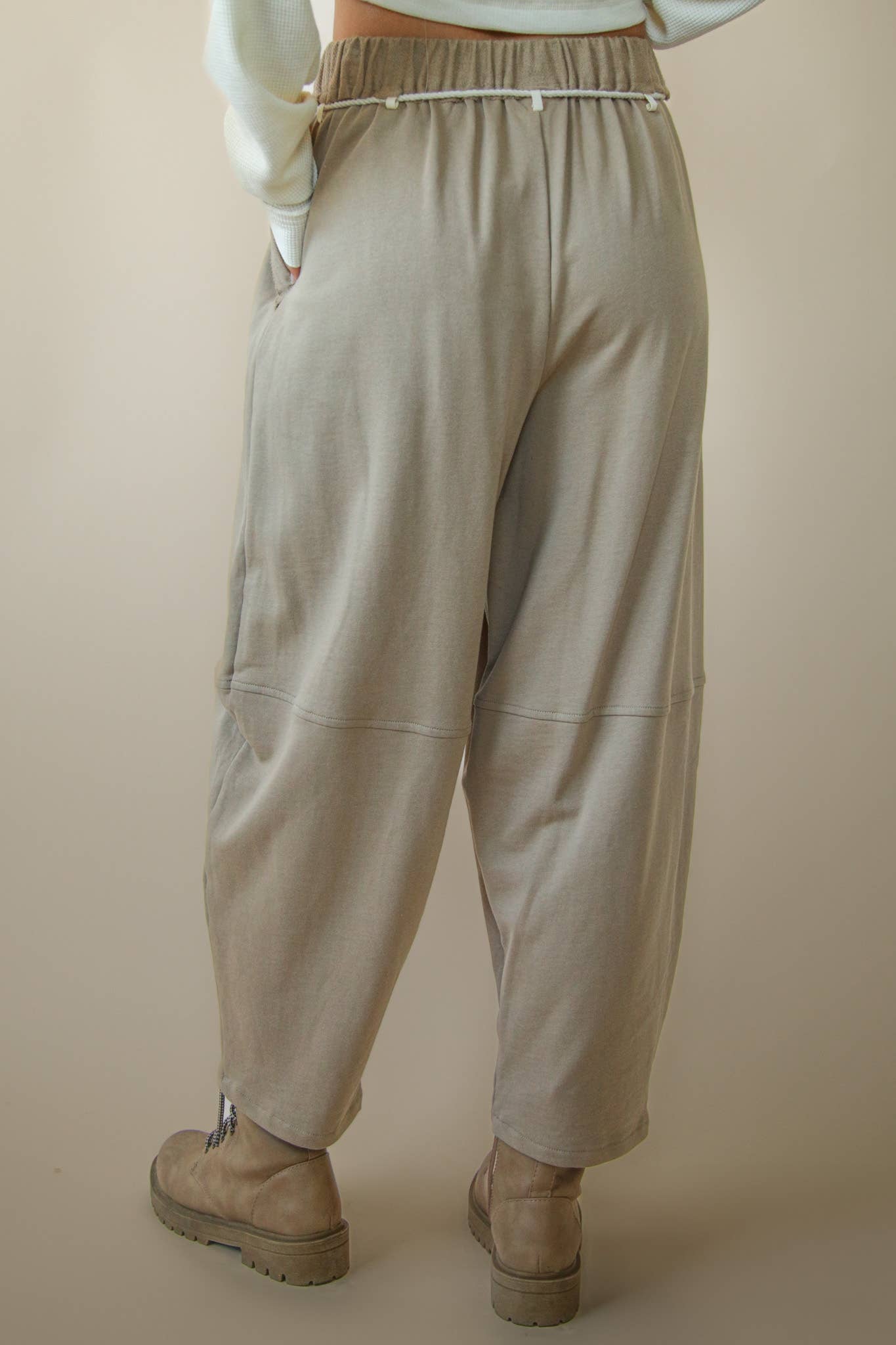 Braid Waist Strip Barrel Pants