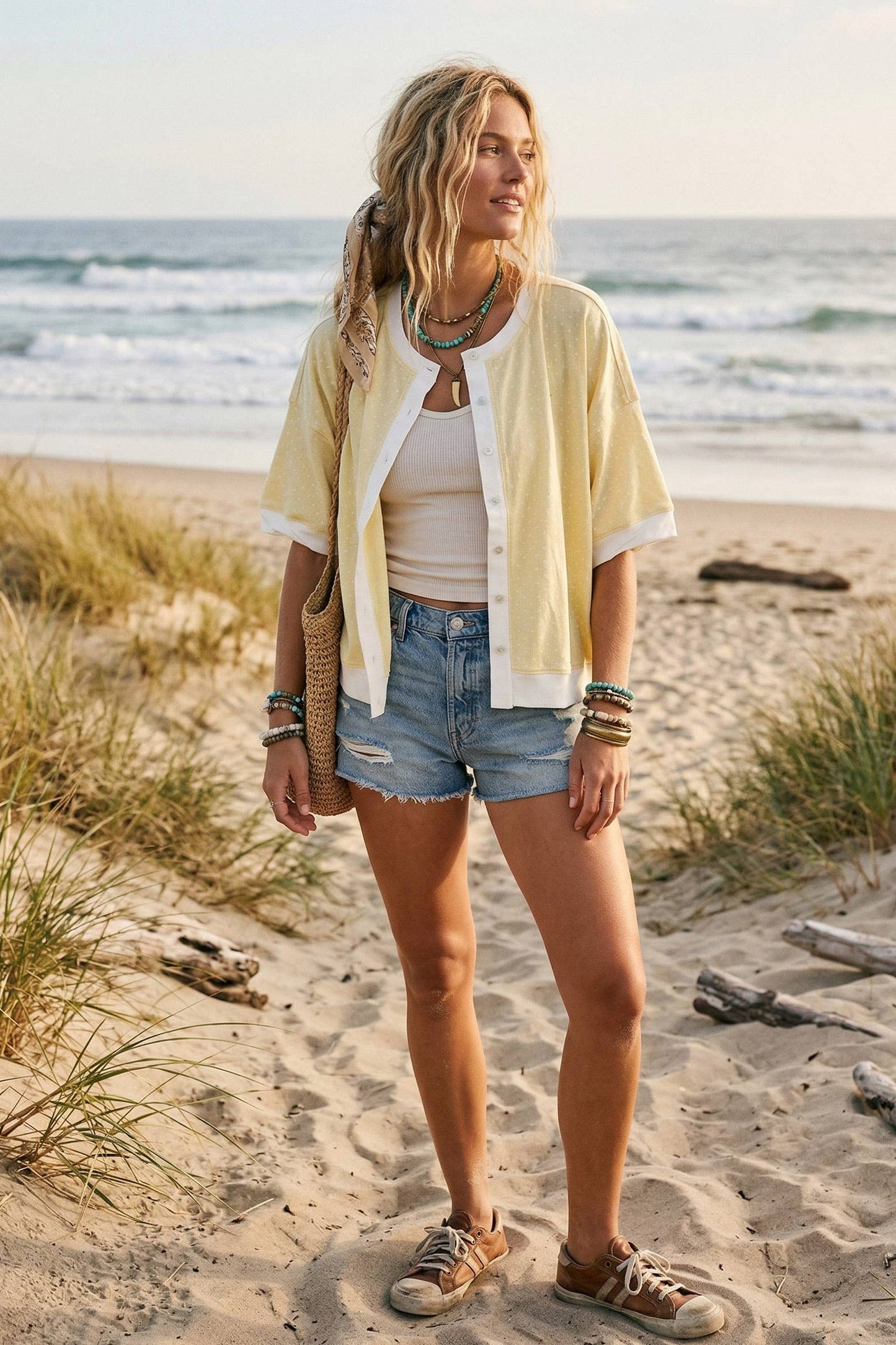 Polka Dot Button Top
