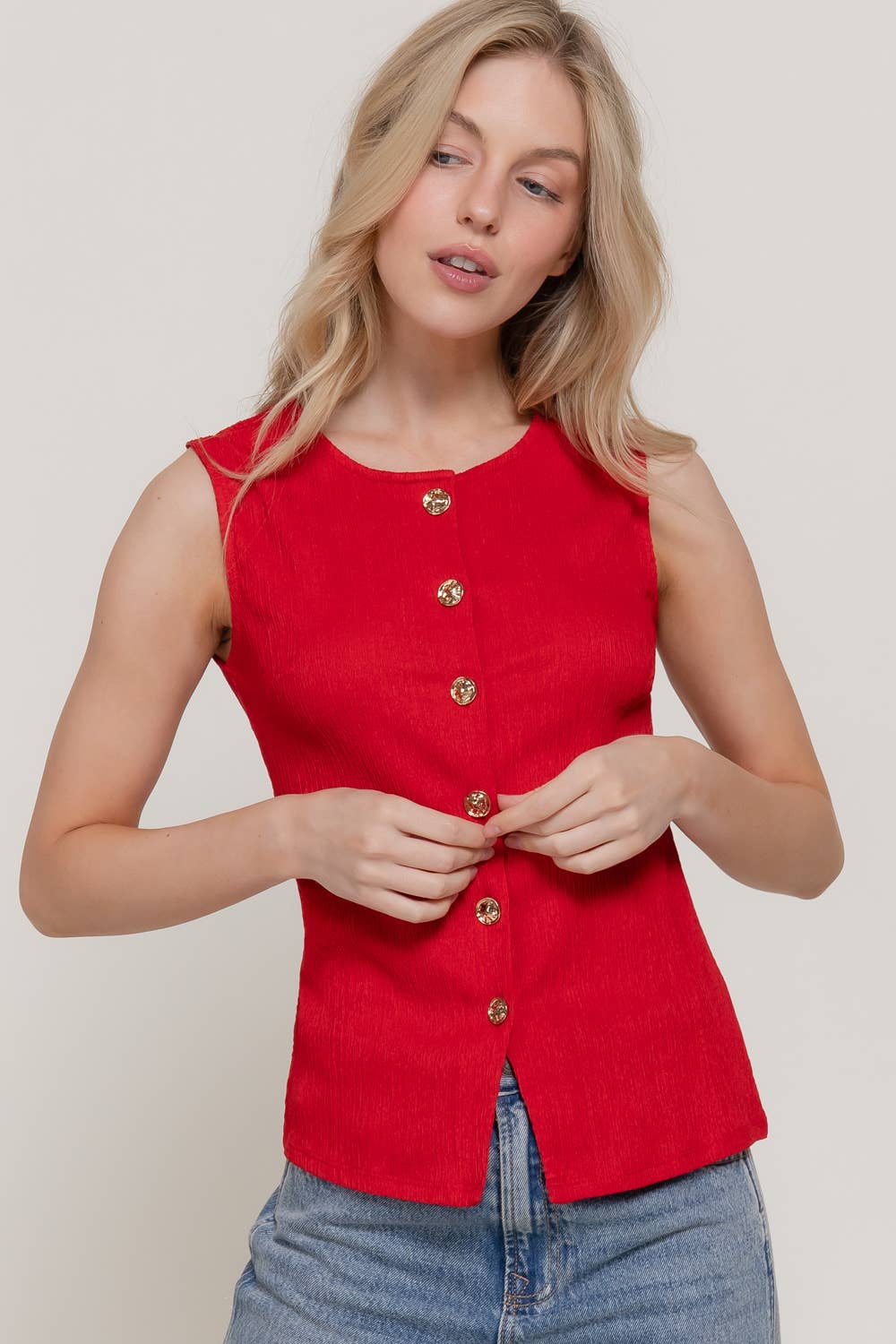 Sleeveless Textured Vest