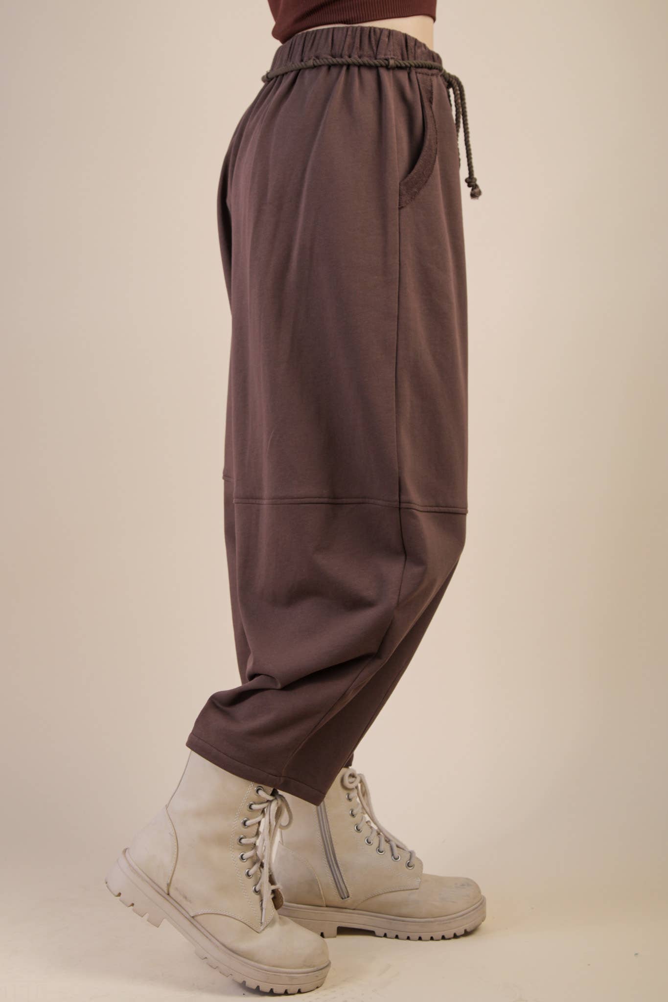 Braid Waist Strip Barrel Pants