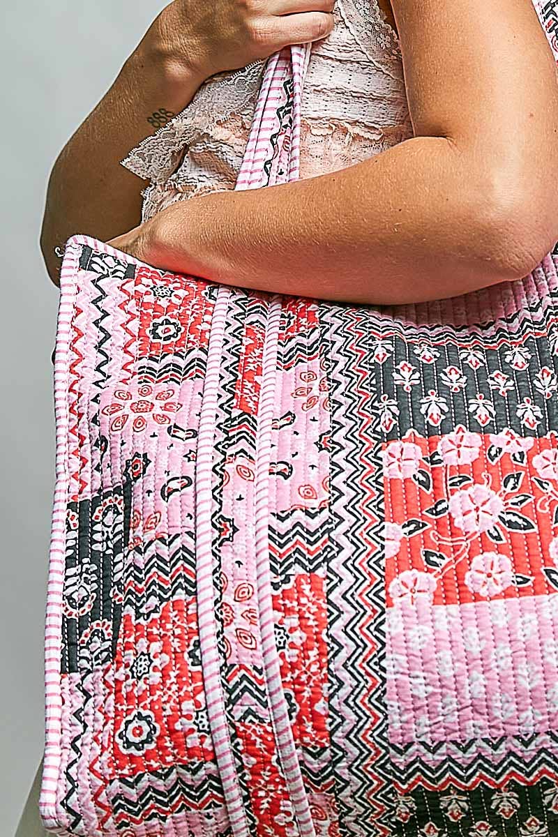 Quilted Woven Bohemian Tote Bag