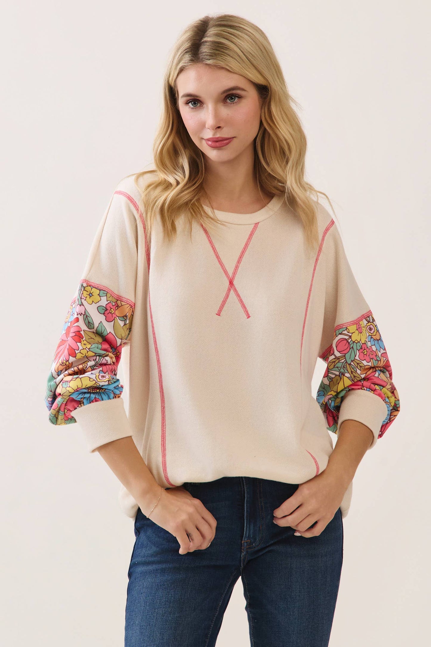 Floral Sleeve Pullover