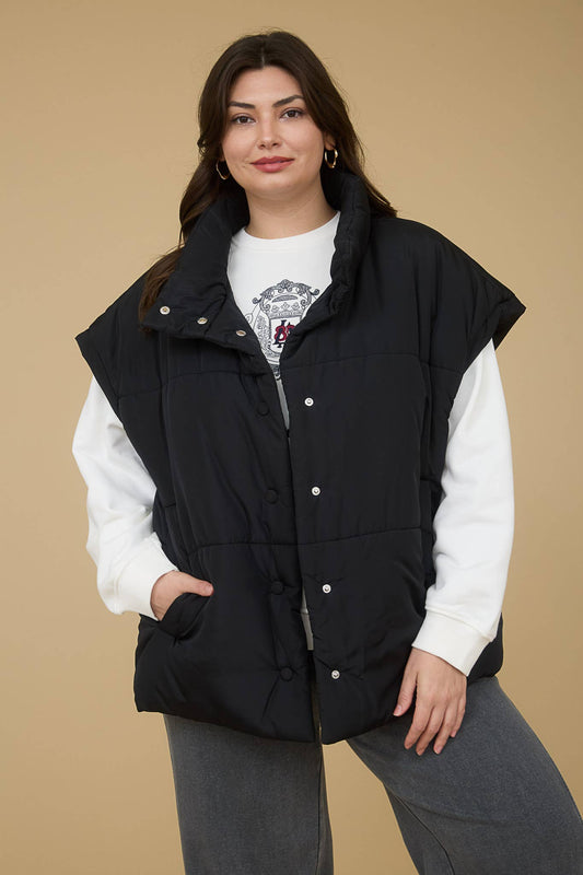 Oversized Snap Puffer Vest