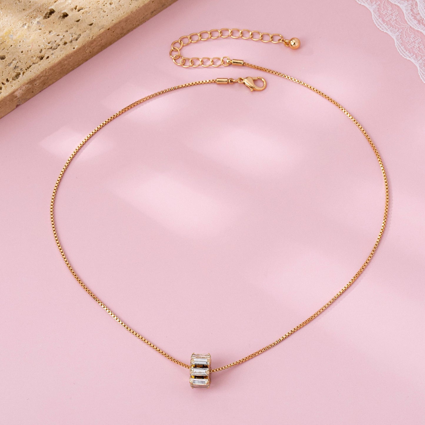 Crystal Barrel Pendant Necklace
