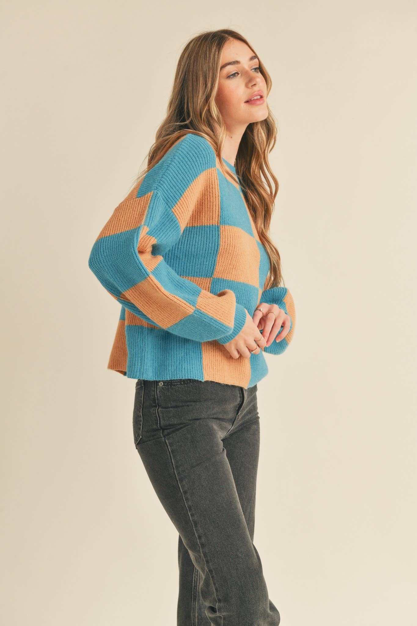 Pink & Yellow Checker Sweater