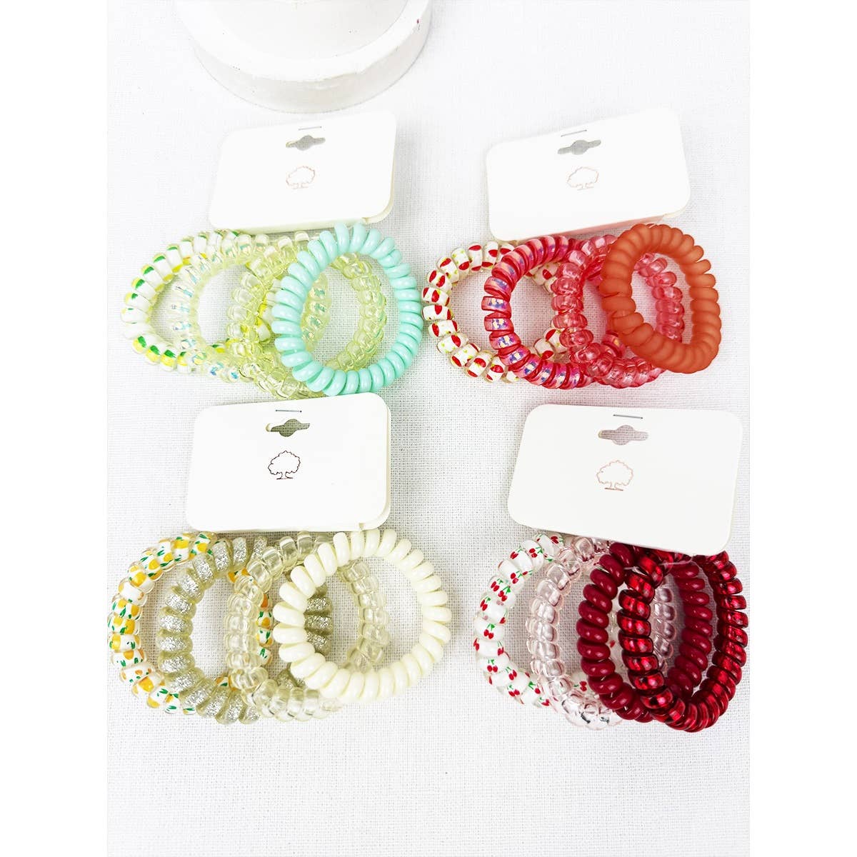 Fruit Print and mixed Shades Spiral Hair Ties