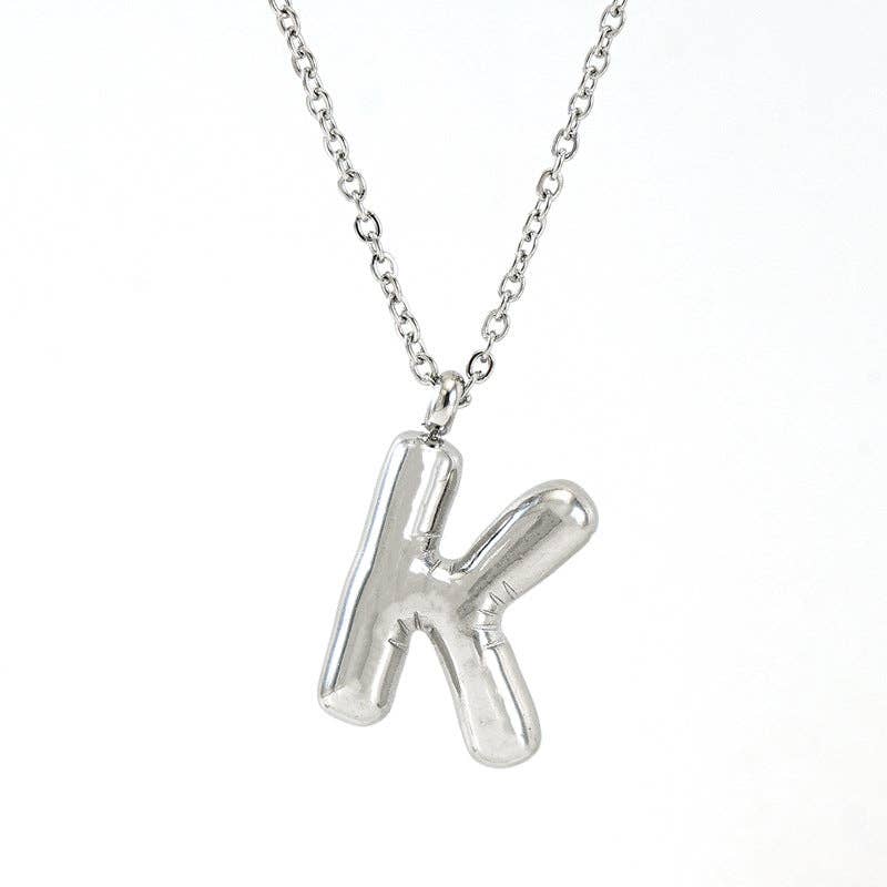 Silver Bubble Initial Necklace