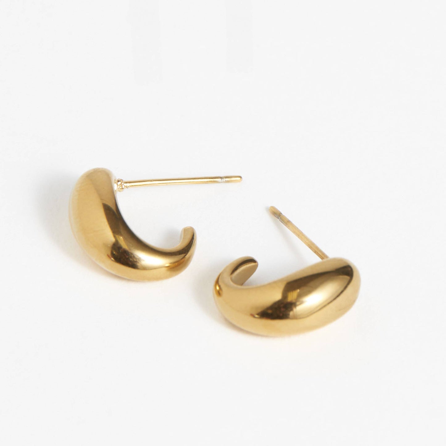 Waterproof Earrings Half Loop Hoop in Gold & Stainless Steel