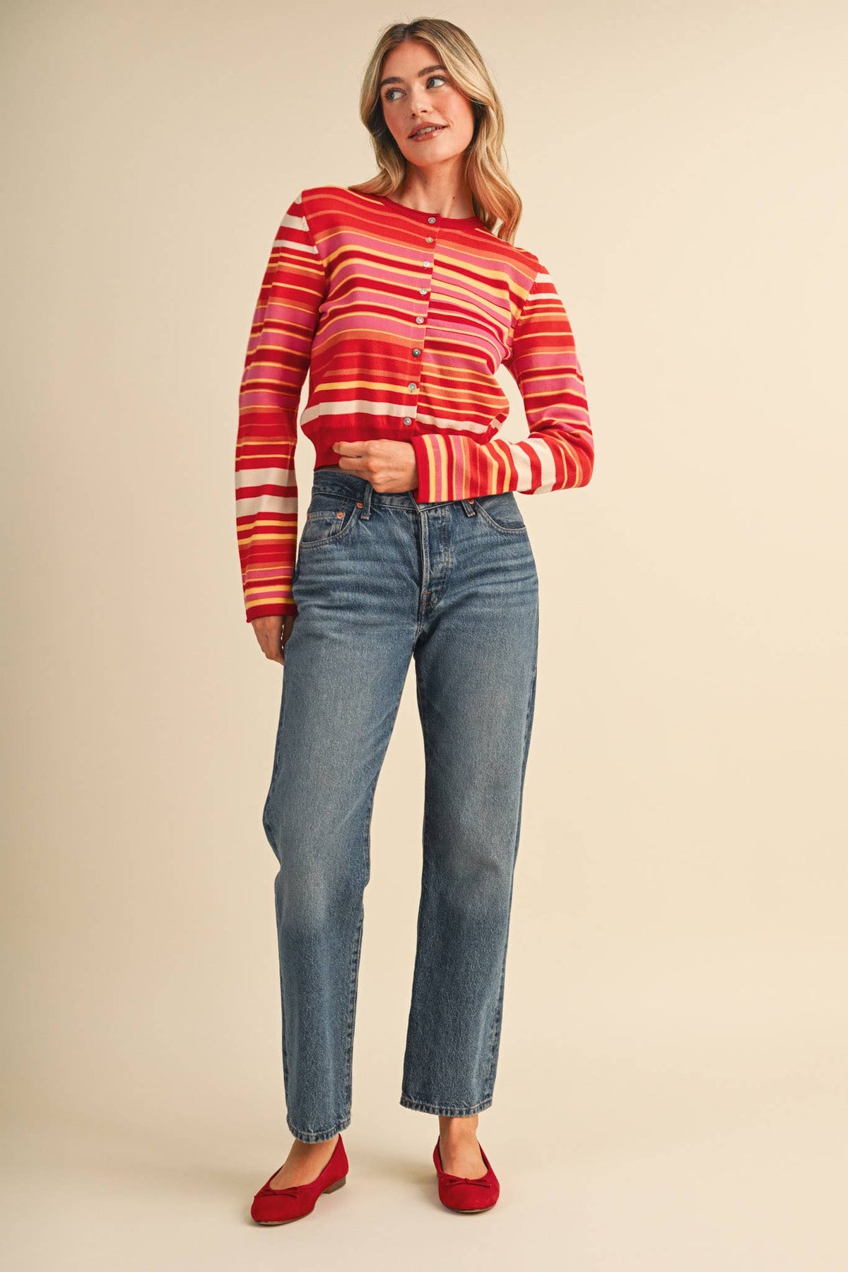 Multi Color Striped Sweater Cardigan