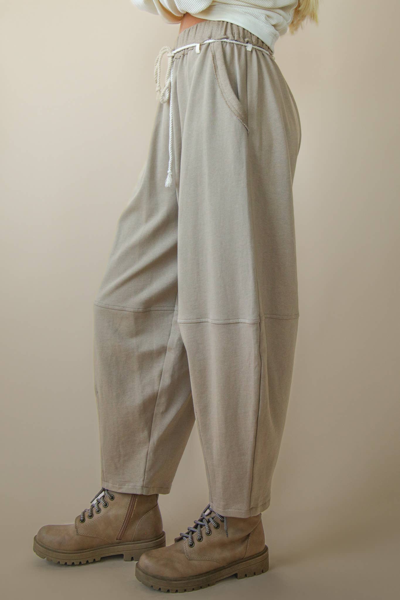 Braid Waist Strip Barrel Pants
