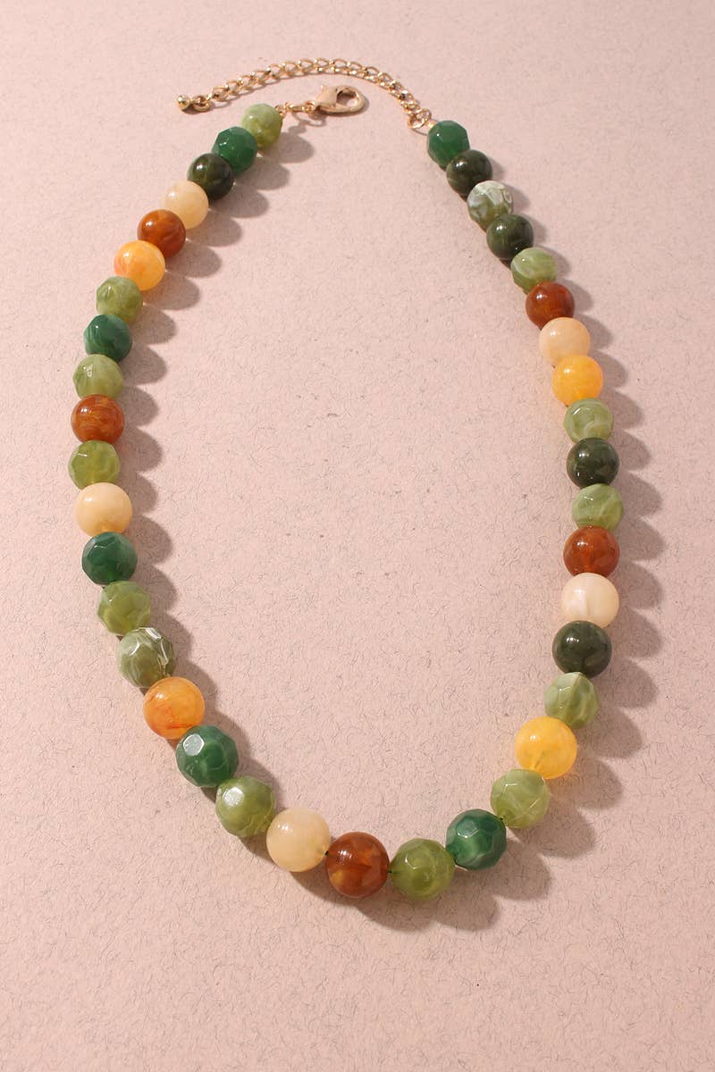 Multi Color Faceted Beaded Necklace