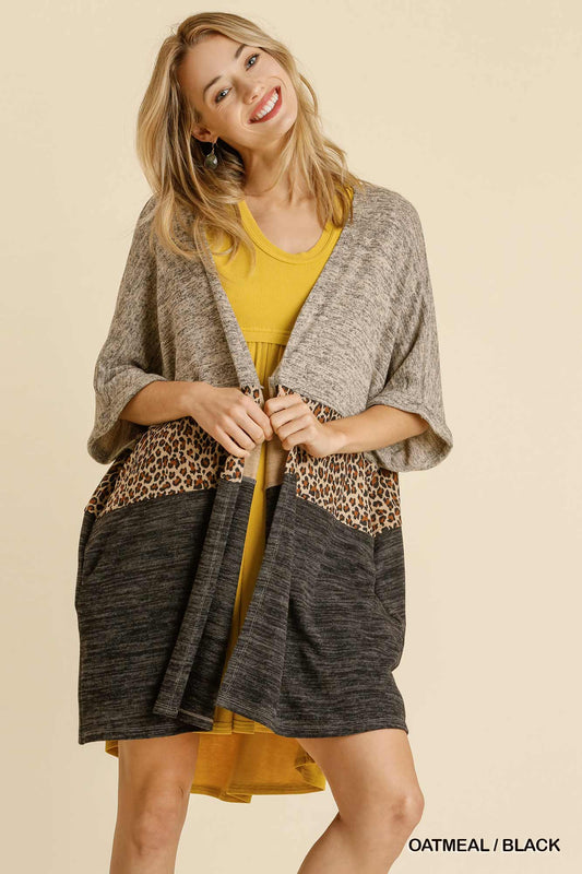 Animal Print Stripe Kimono