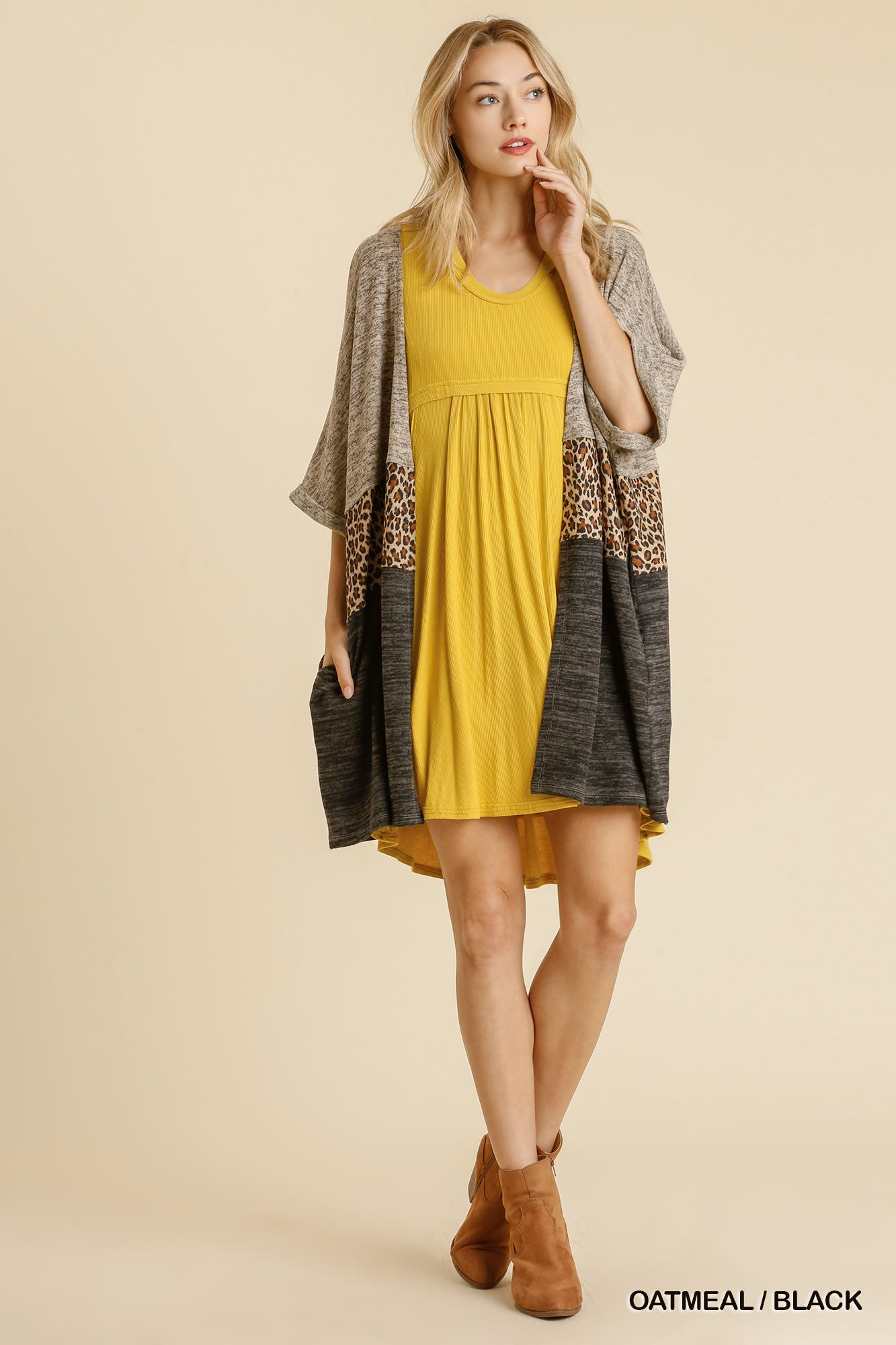 Animal Print Stripe Kimono