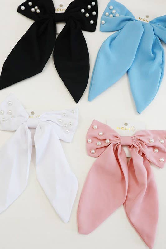 Pearl Beaded Bow Clips