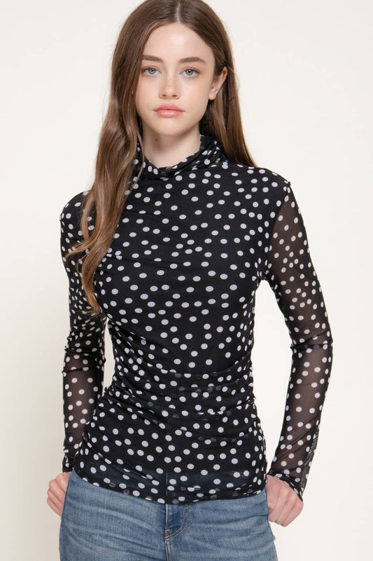 Polka Dot Mesh Top