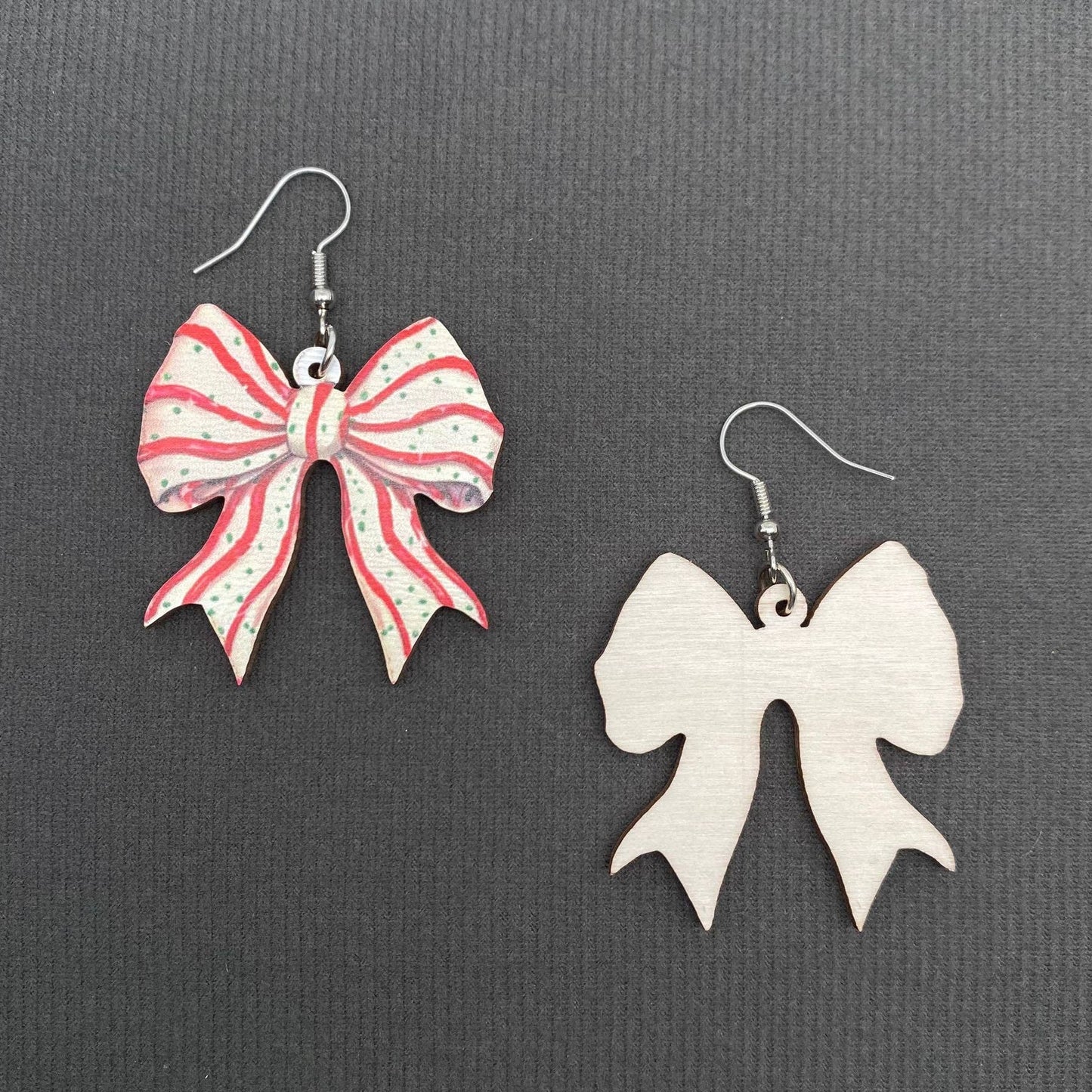 Christmas Bow Wooden Earrings