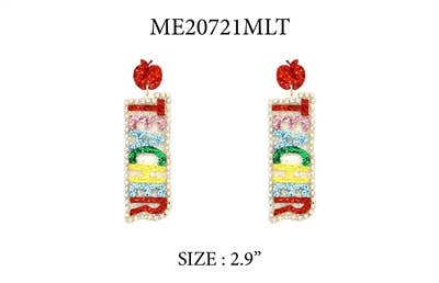 Multi Glitter Teacher 2" Earrings