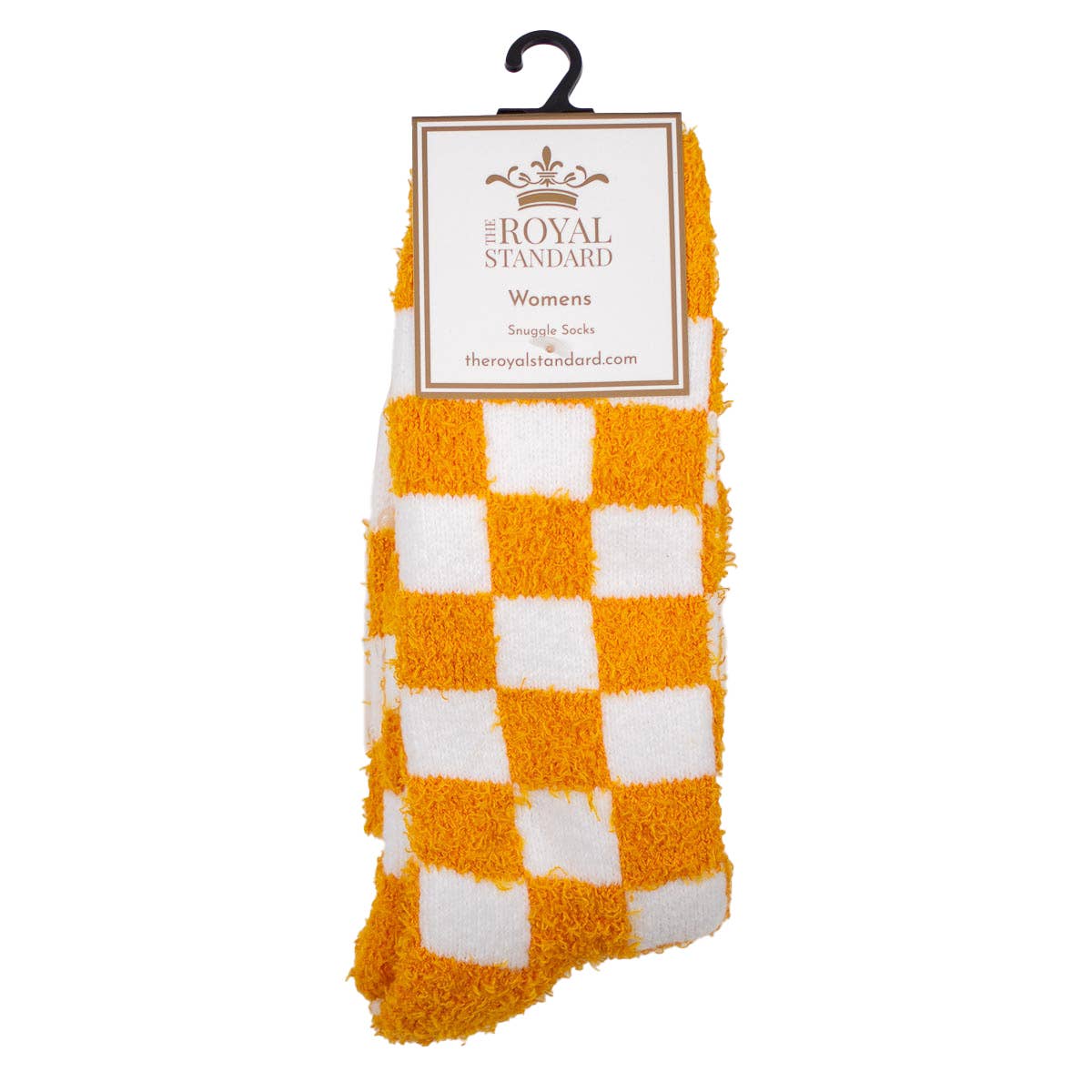 Women's Checkerboard Snuggle Socks Orange/White