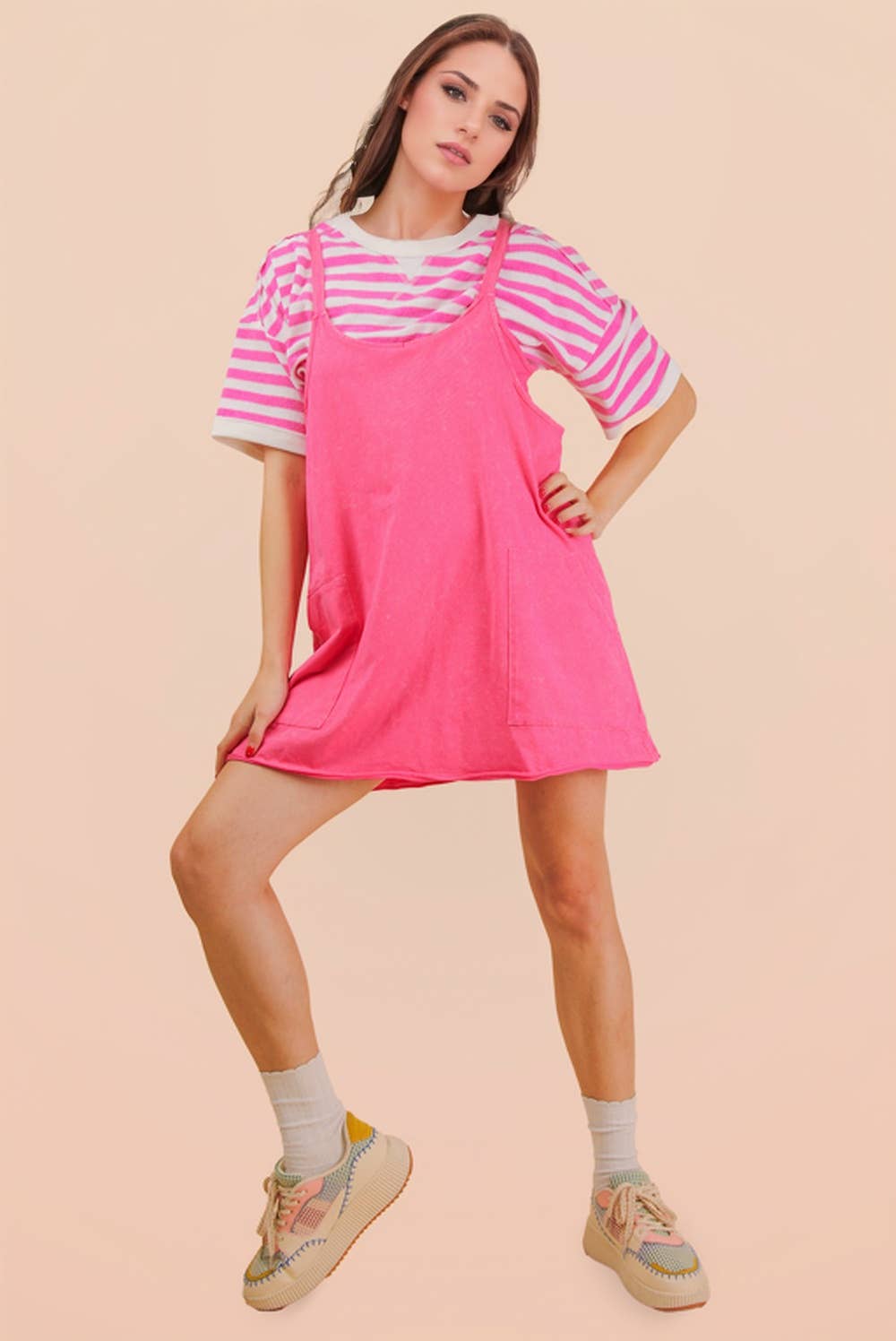 Mineral Washed Dress with Shorts Inside 