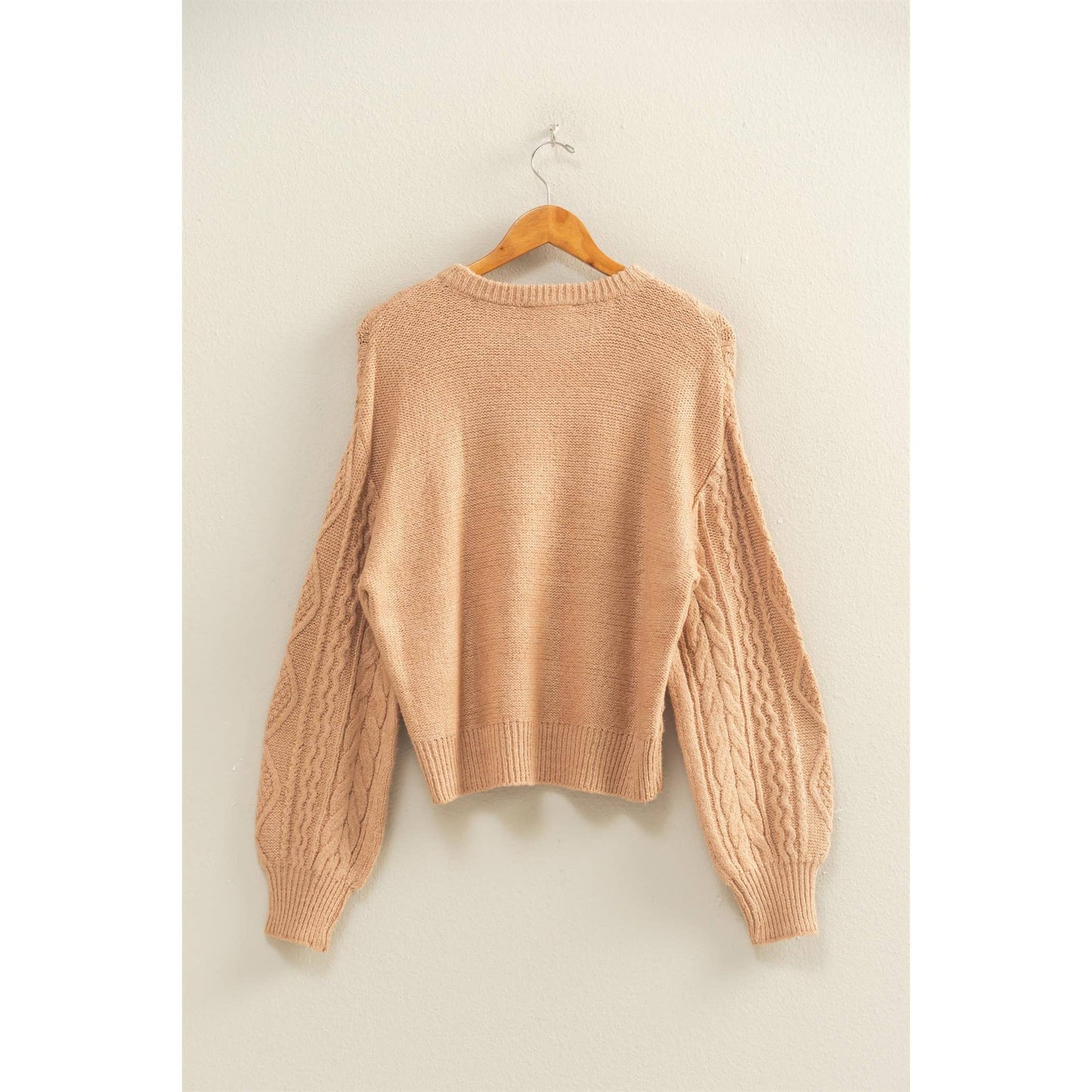 Cable Knit Balloon Sleeve Sweater