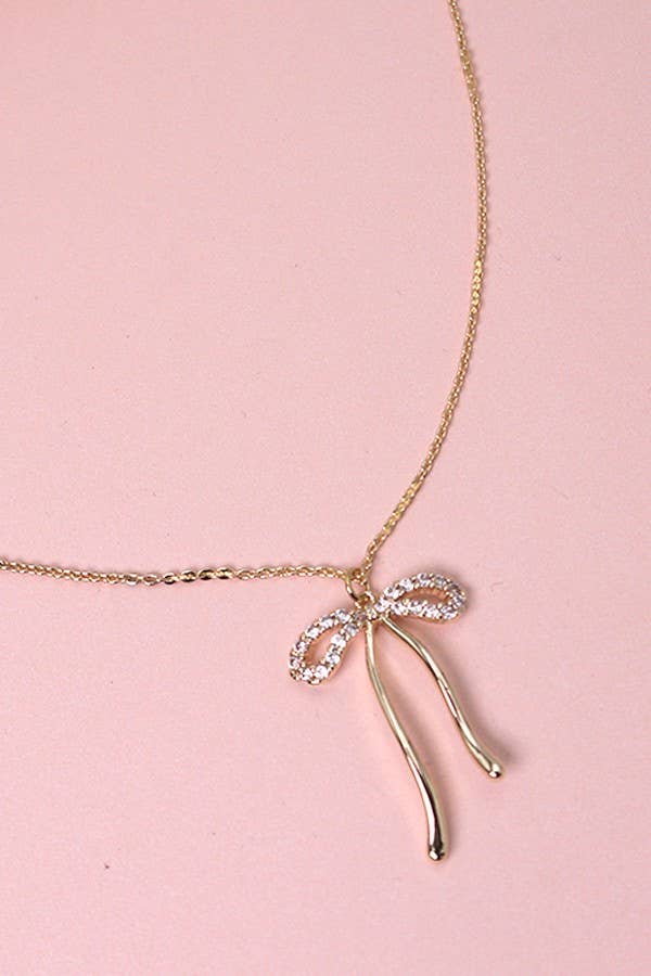 Rhinestone Bow Necklace