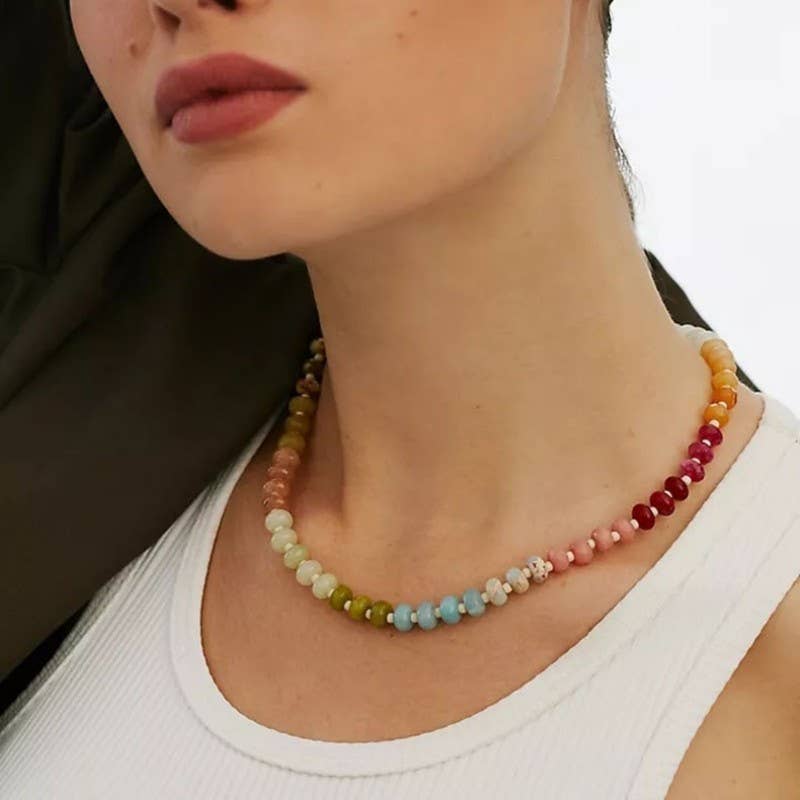 Stone Glass Bead Necklace