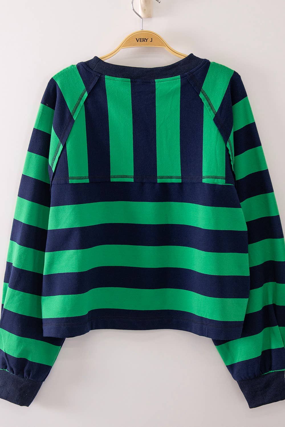 Striped Detail Cropped Long Sleeve Top