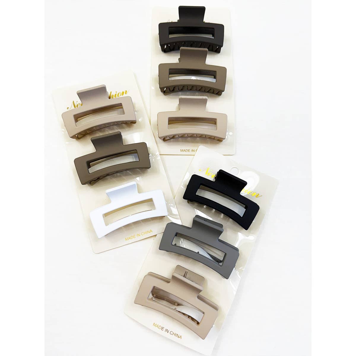Neutral Mini Rectangle Hair Clip Set
