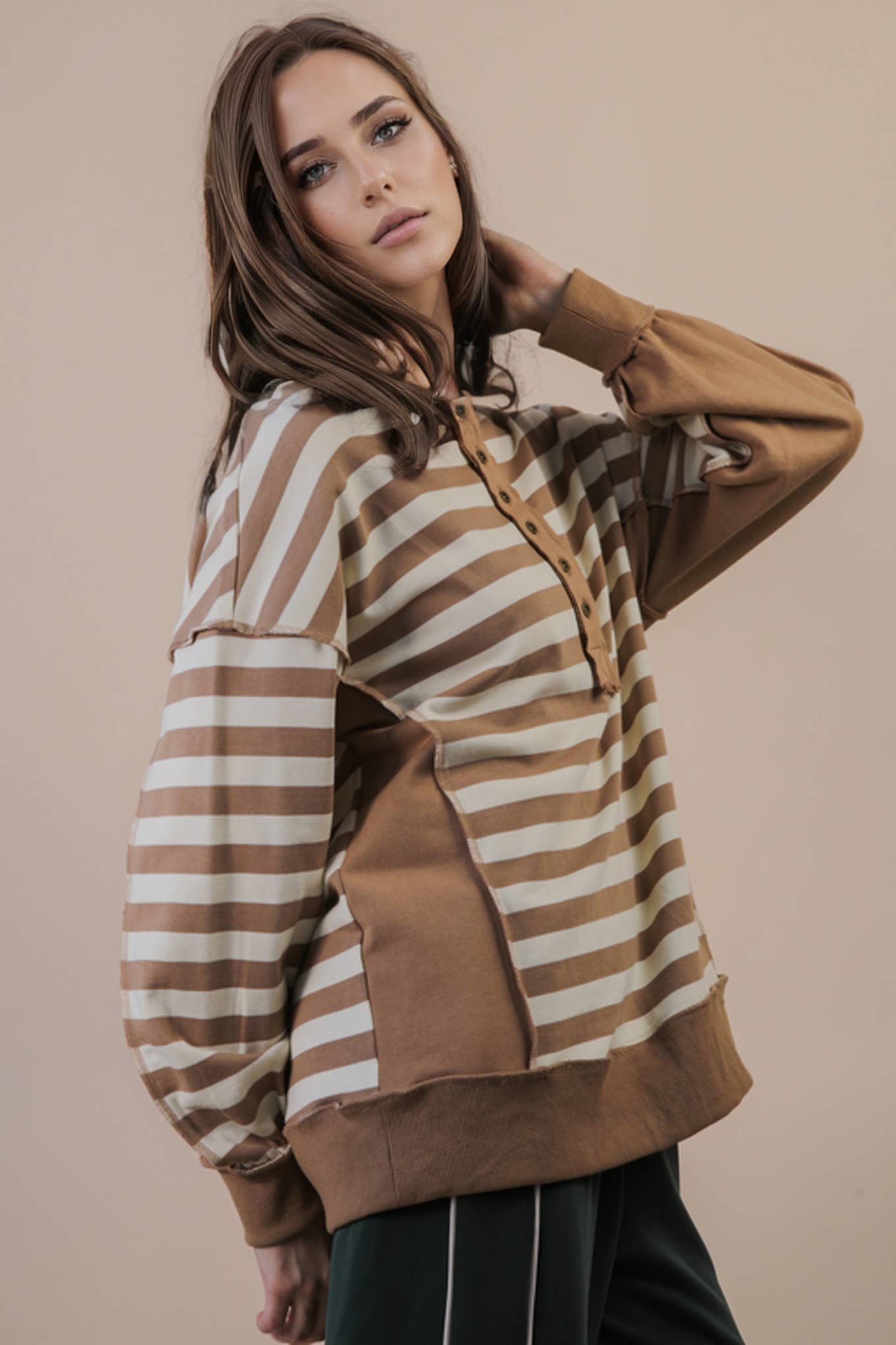 Oversized Striped Rugby Top