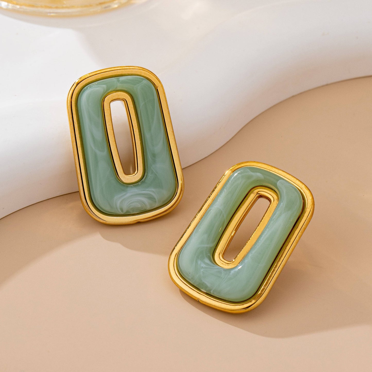 Enamel Sage Cutout Earrings