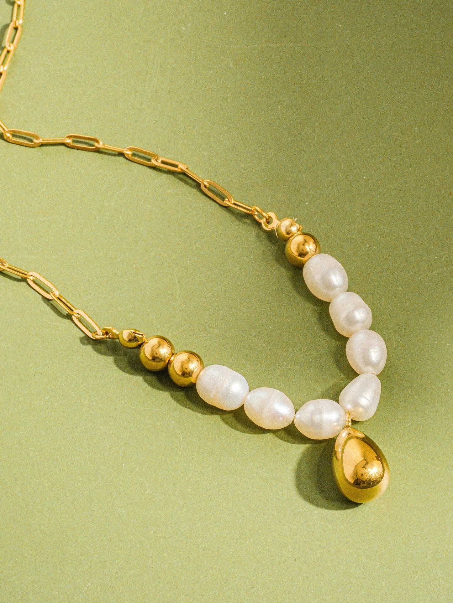 18K Gold Non-Tarnish Pearl Droplet Necklace