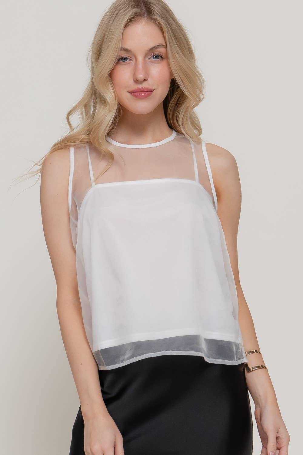 Midnight Organza Blouse with Inner Camisole