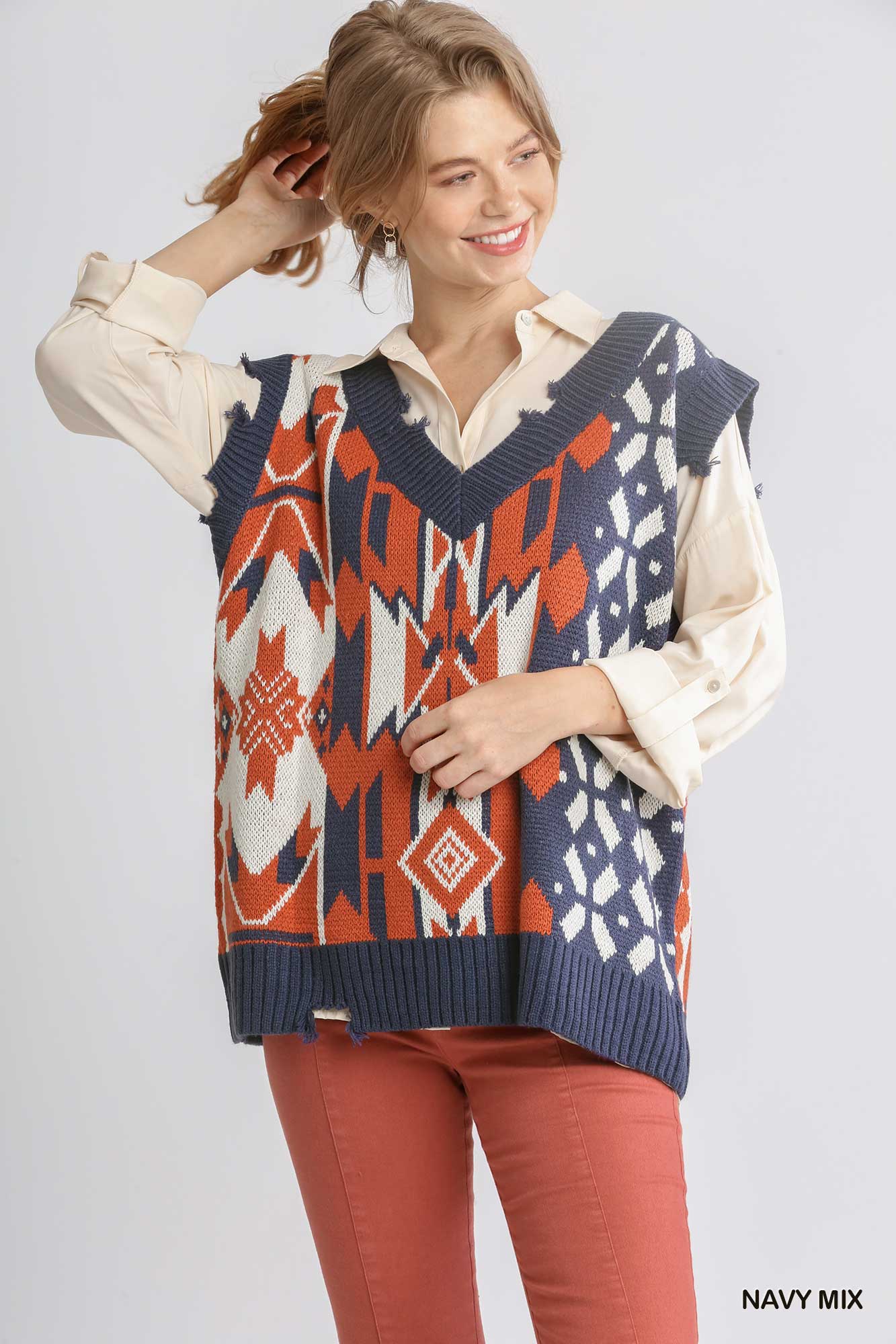Boho Aztec Style Sweater Vest