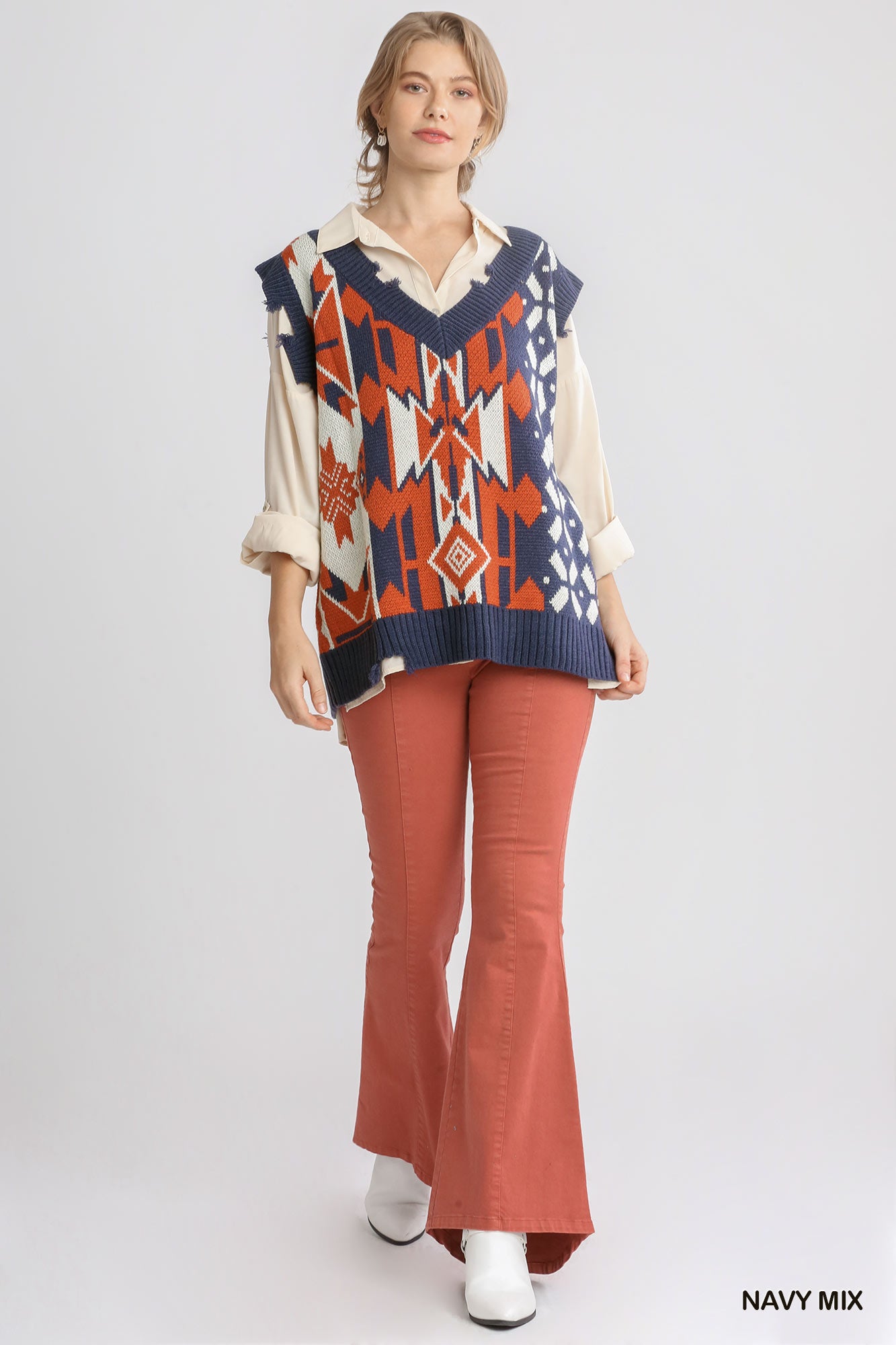 Boho Aztec Style Sweater Vest