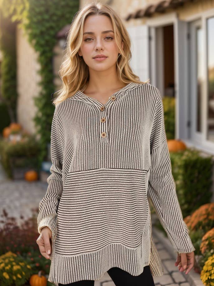 Brown Stripe Hoodie