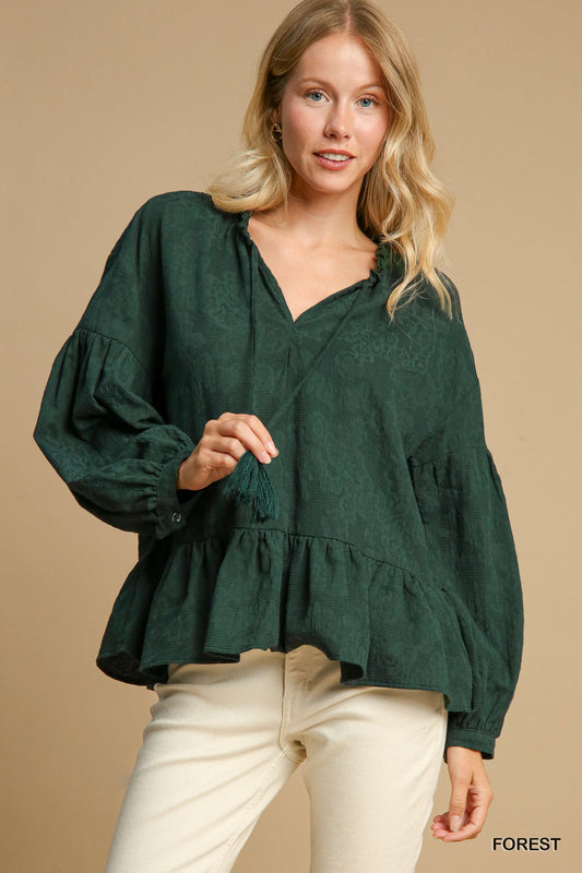 Willow Textured Ruffle Top