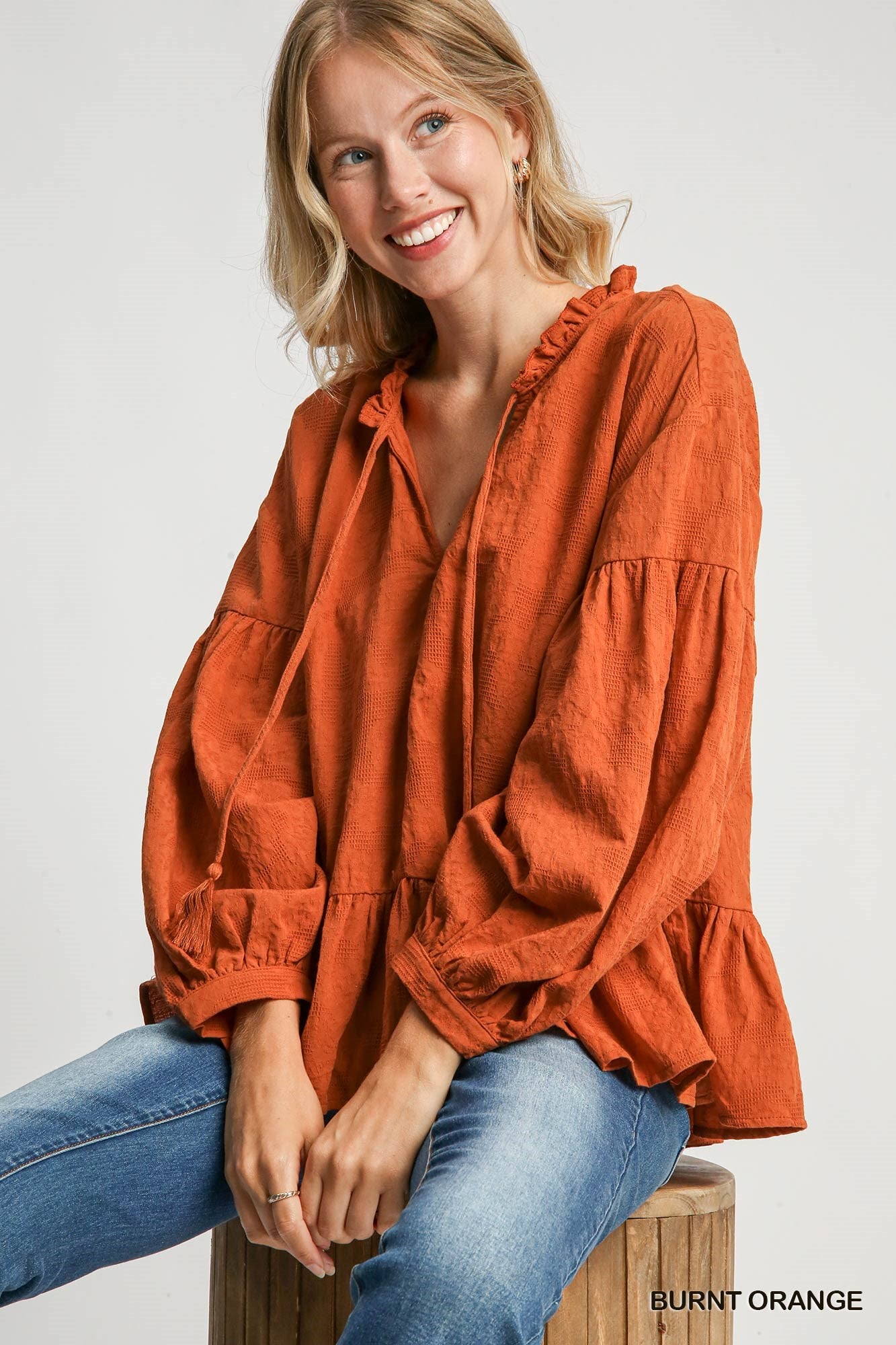 Willow Textured Ruffle Top