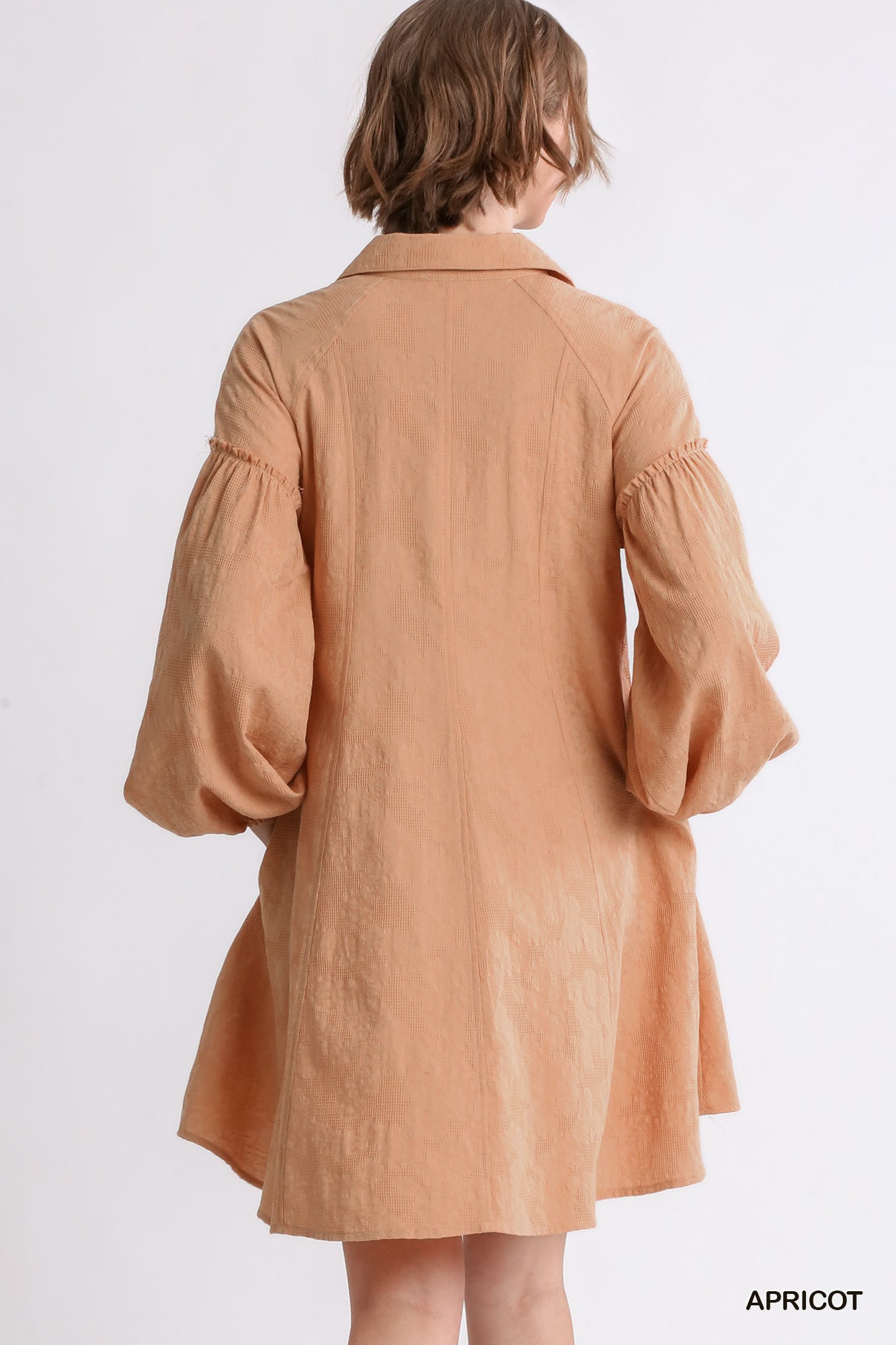 Textured Balloon Sleeve Dress