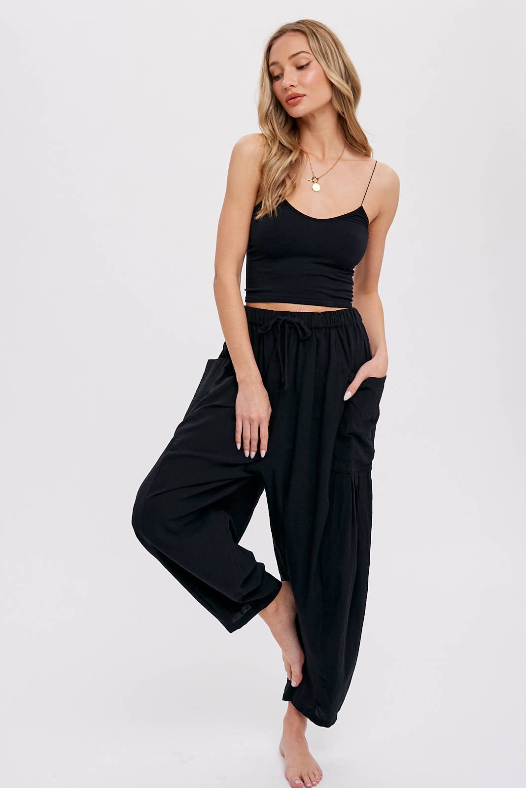 Linen Blend Wide Leg Pants