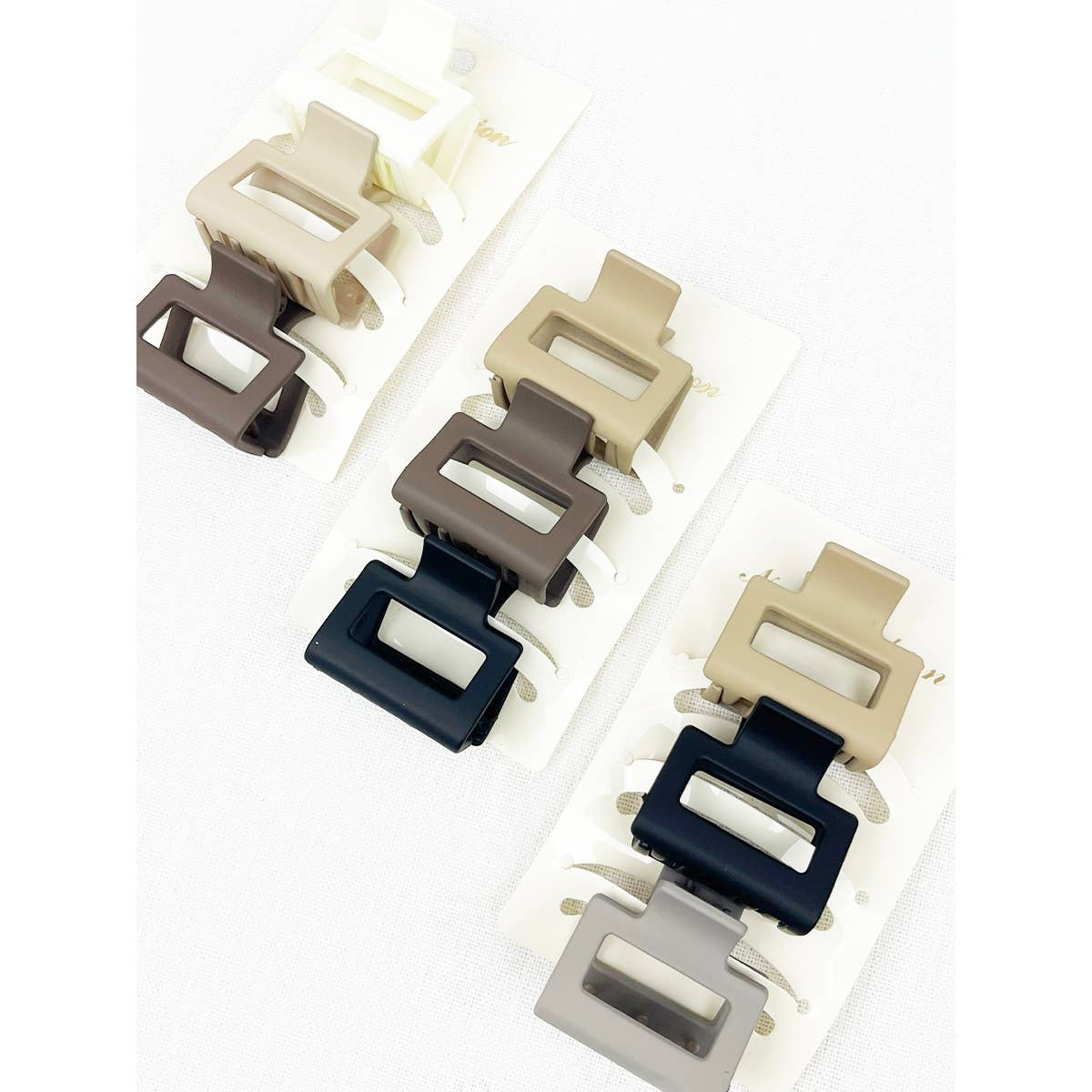 3-Pcs Neutral Mini Rectangle Claw Set
