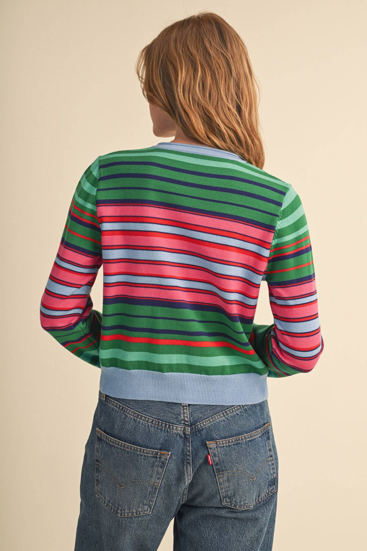 Multi Color Striped Sweater Cardigan