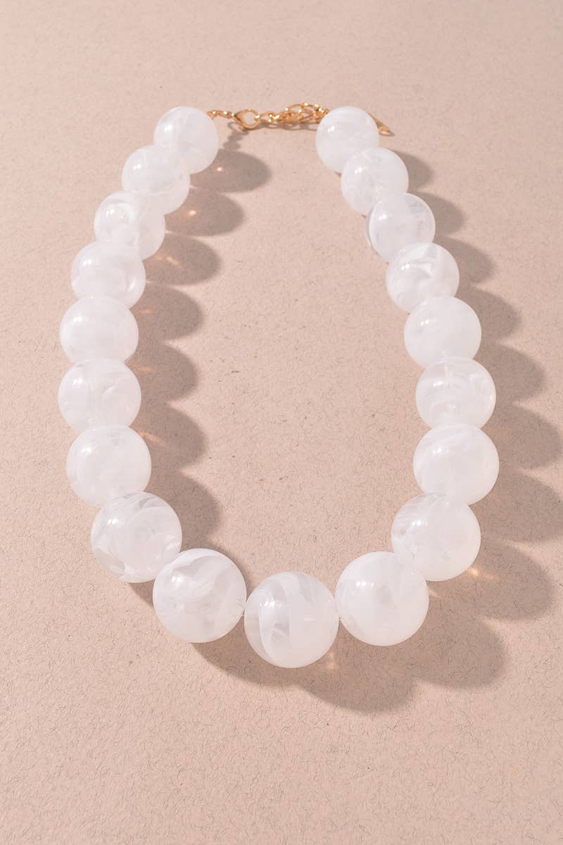 Marbled Round Beaded Statement Necklace