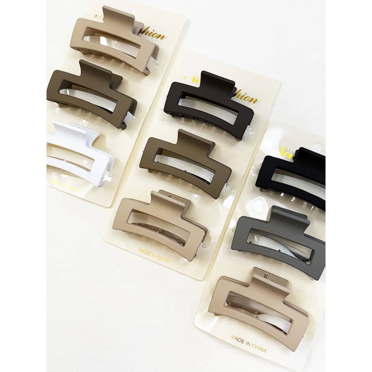 Neutral Mini Rectangle Hair Clip Set