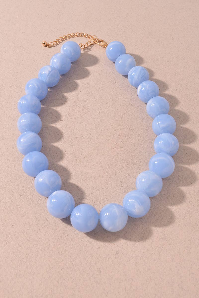 Marbled Round Beaded Statement Necklace
