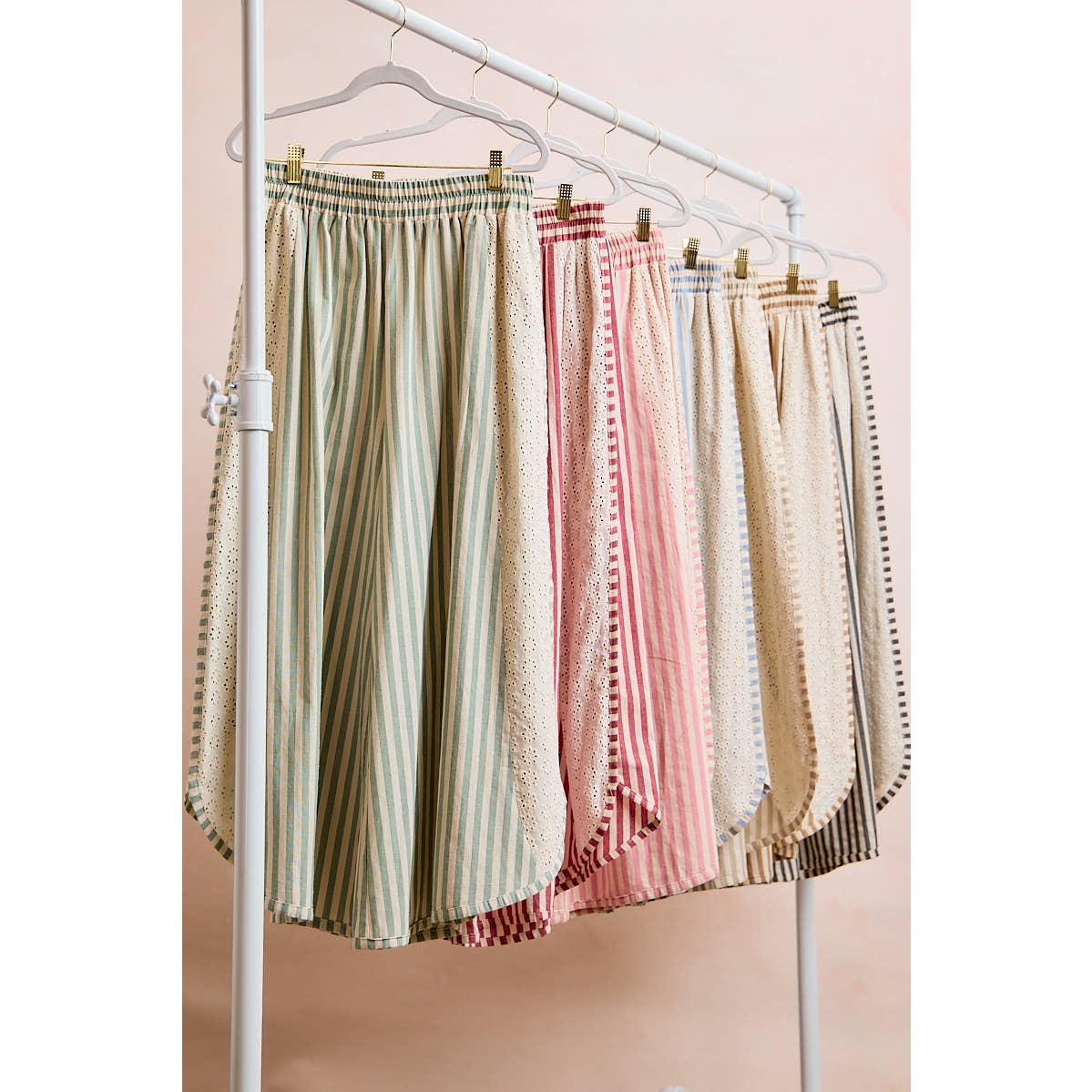 Floral Eyelet Wide Leg Pants