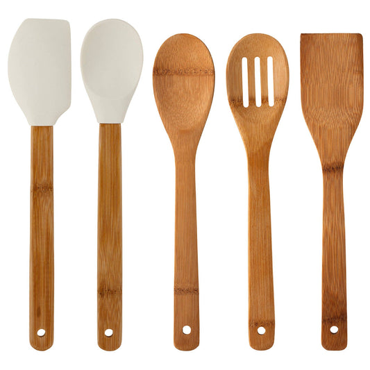 TB Home® 5-Piece Carbonized Bamboo Cooking Utensil Set