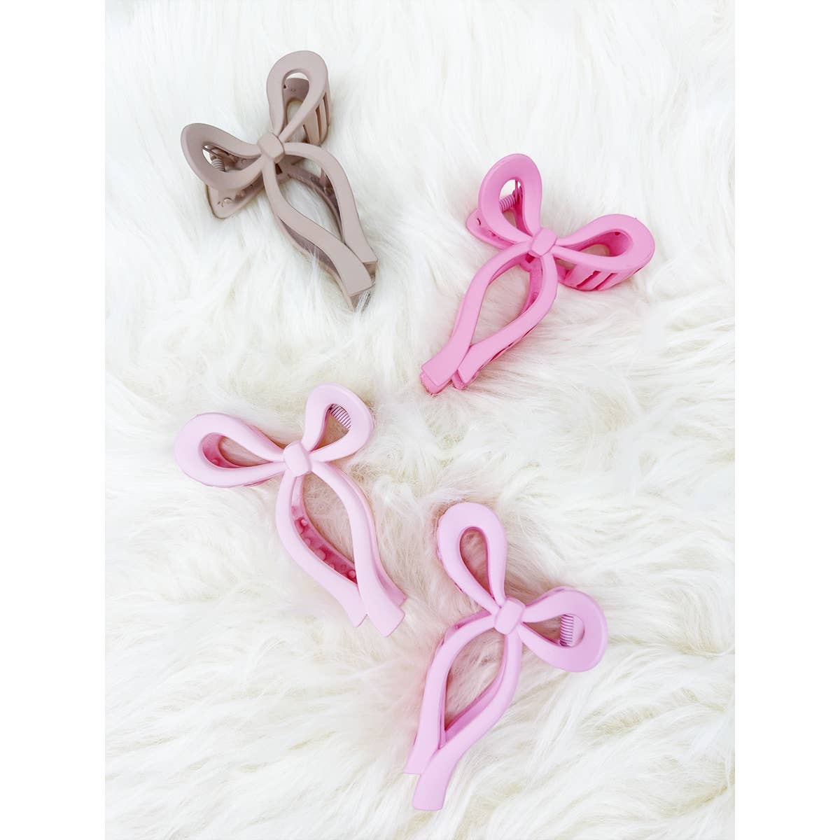 Assorted Pink and Taupe Shades of Bow Clip