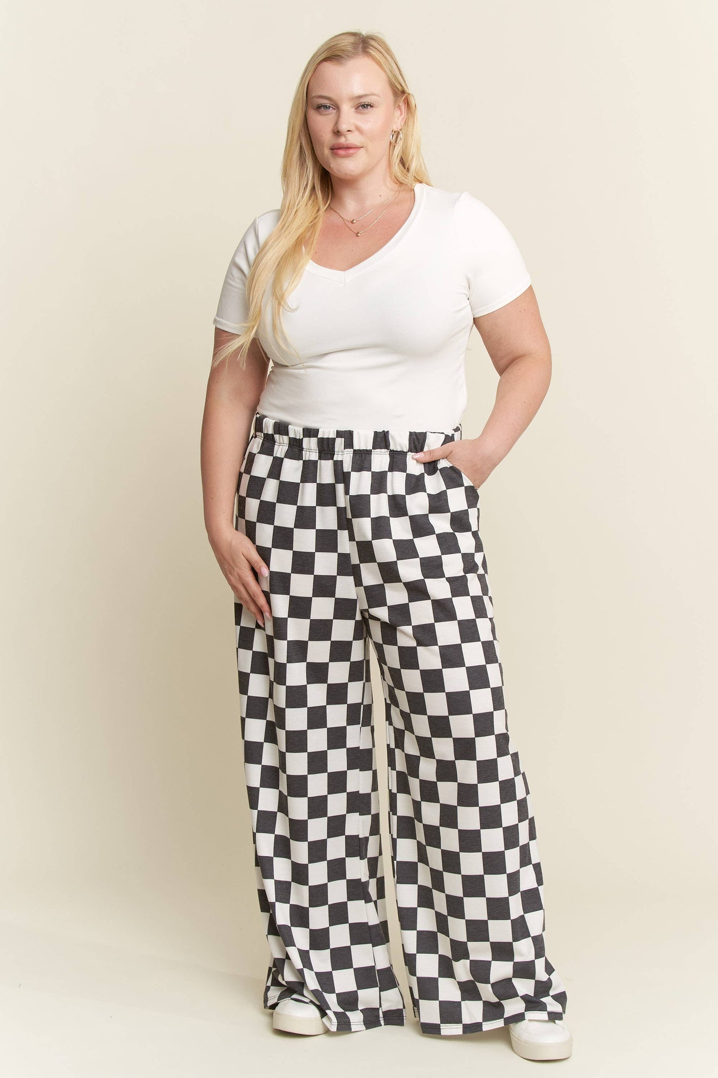 Plus Checkerboard Pants