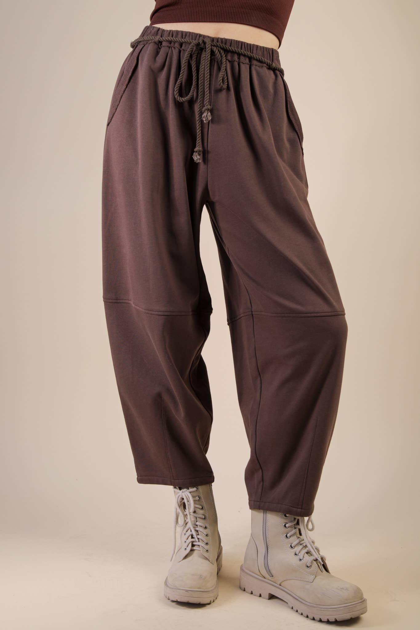 Braid Waist Strip Barrel Pants